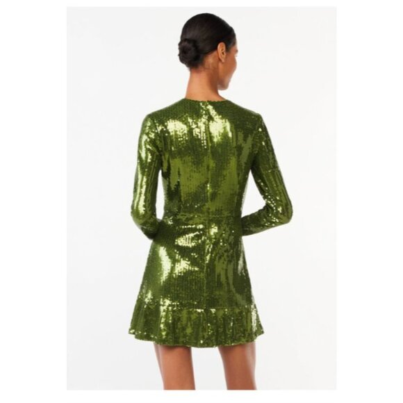 Scoop Green Sequin Long Sleeve Dress womens size large grinch party - Picture 7 of 7